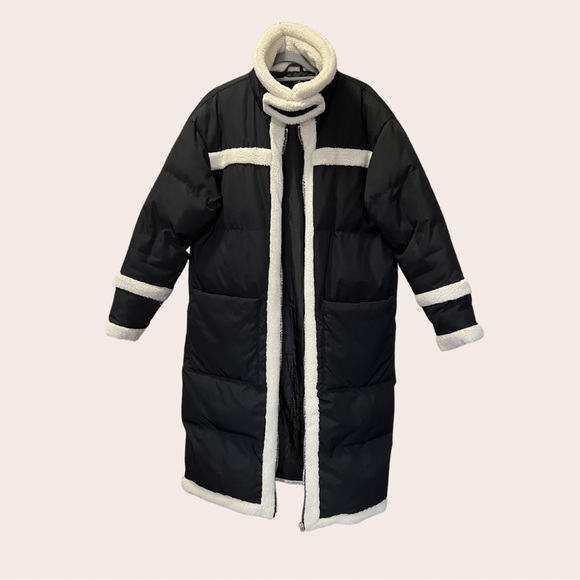 *SALE* Black Borg Contrast Long Line Puffer Coat || MISSGUIDED || US6 - Picture 2 of 6